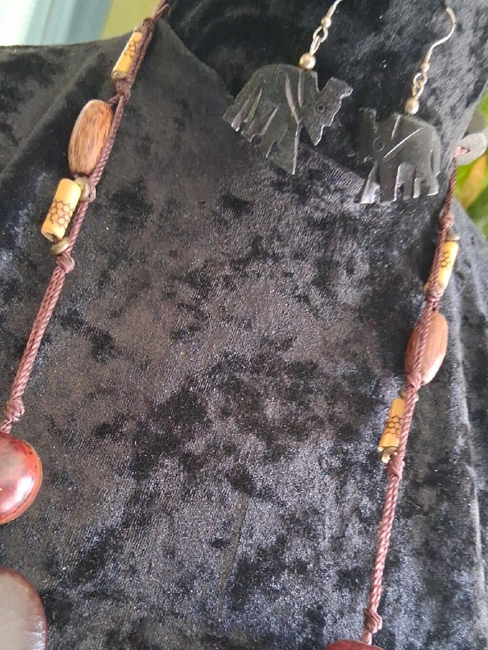 Seed Bead Boho Brown & Black Beaded Multi-Strand Necklace and Earrings Set - Picture 3 of 10